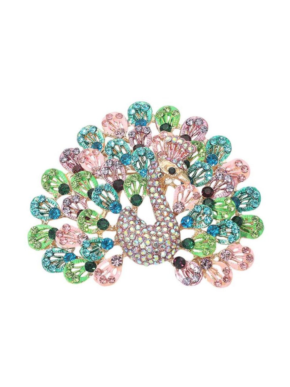 Tigertars Multi Color Crystal Peacock Pin Brooch